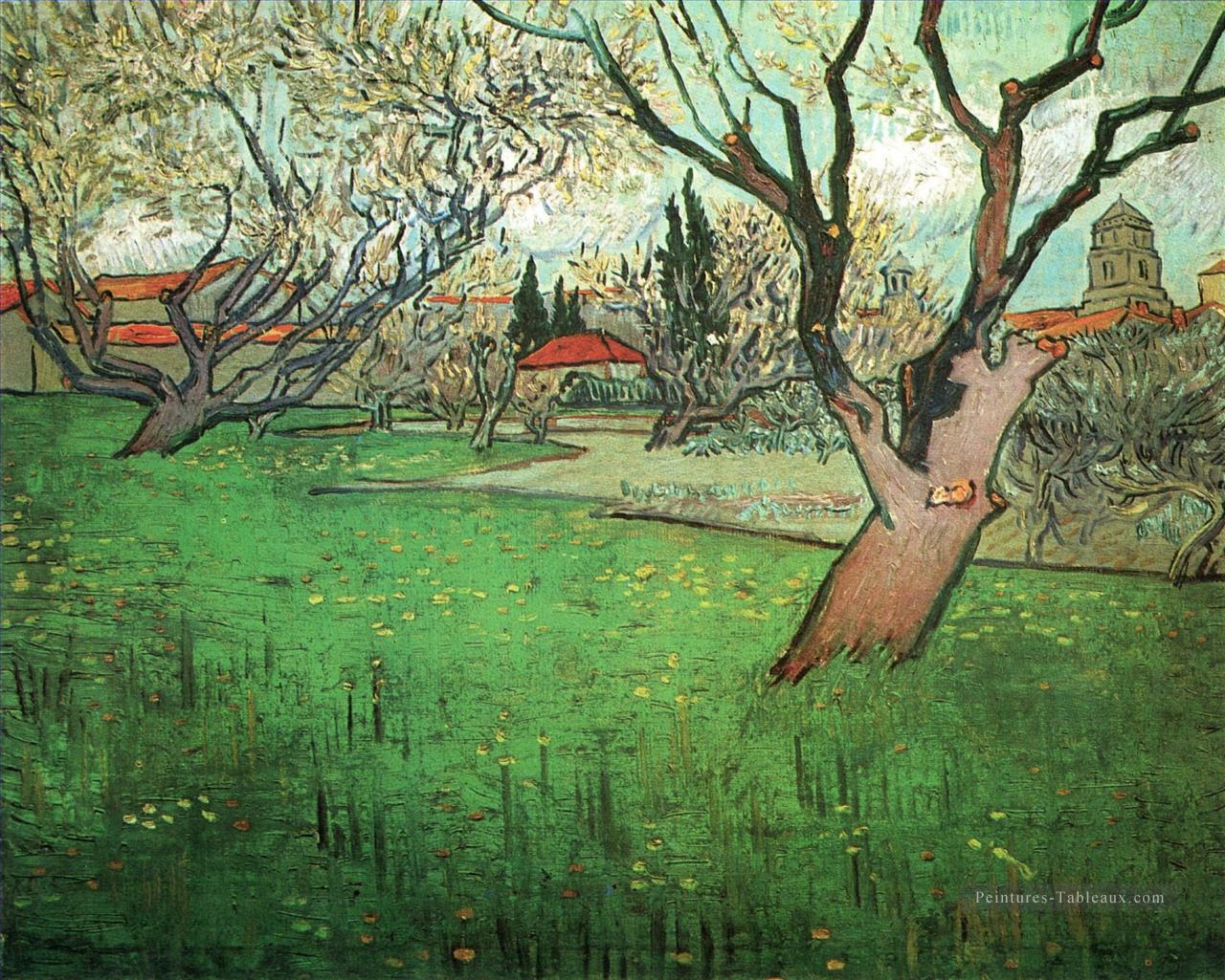 Vue d’Arles avec des arbres en fleurs Vincent van Gogh Peintures à l'huile